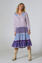 Cora Printed Long Dress Patchwork Purple M