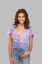 Fanny Printed Top Short Sleeves Lavender M