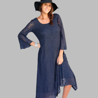 Ibiza Lace Maxi Dress or Duster With Long Sleeves Black