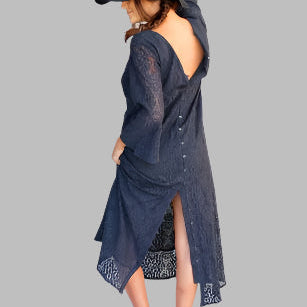 Ibiza Lace Maxi Dress or Duster With Long Sleeves Black