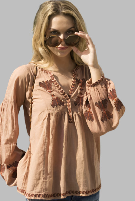 Jamie Embroidered Tunic Mocha Mocha