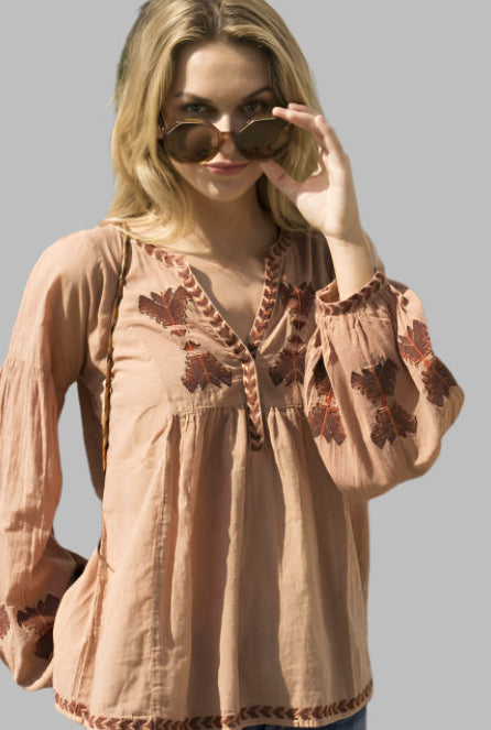 Jamie Embroidered Tunic Mocha