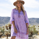 Romy Printed Midi Dress Long Sleeves and Side Pockets Lilac