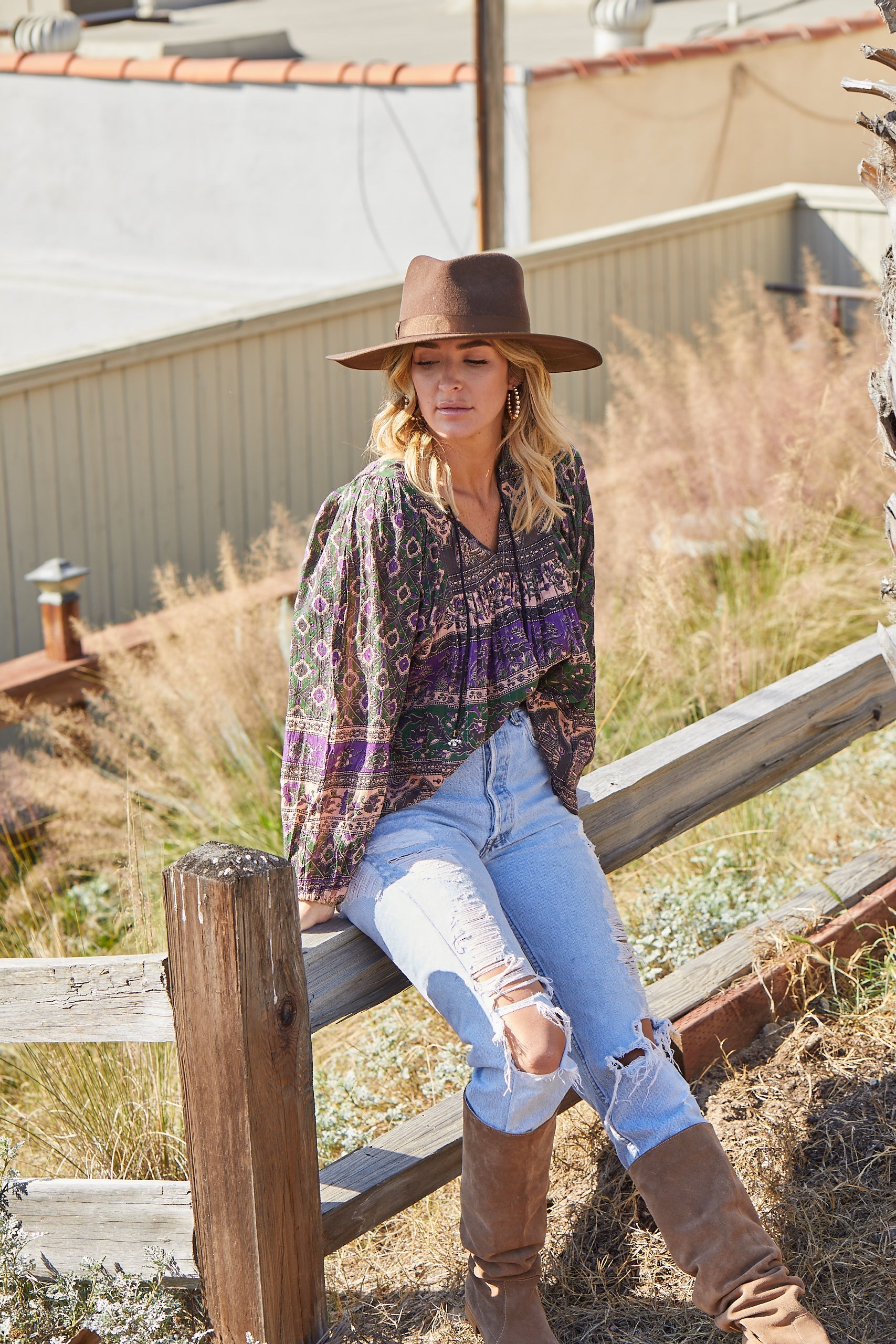 Luna Printed Blouse Green With Lurex