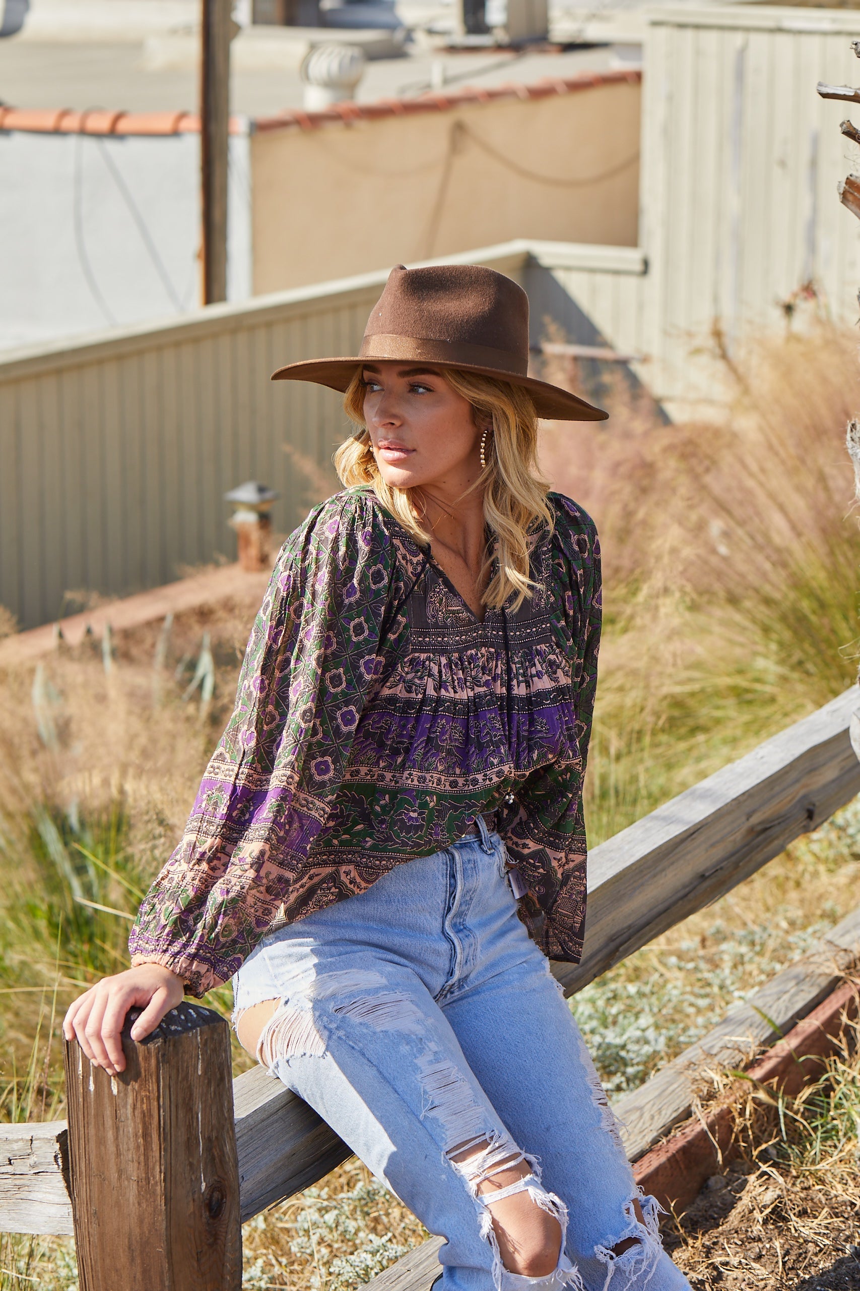 Luna Printed Blouse Green With Lurex