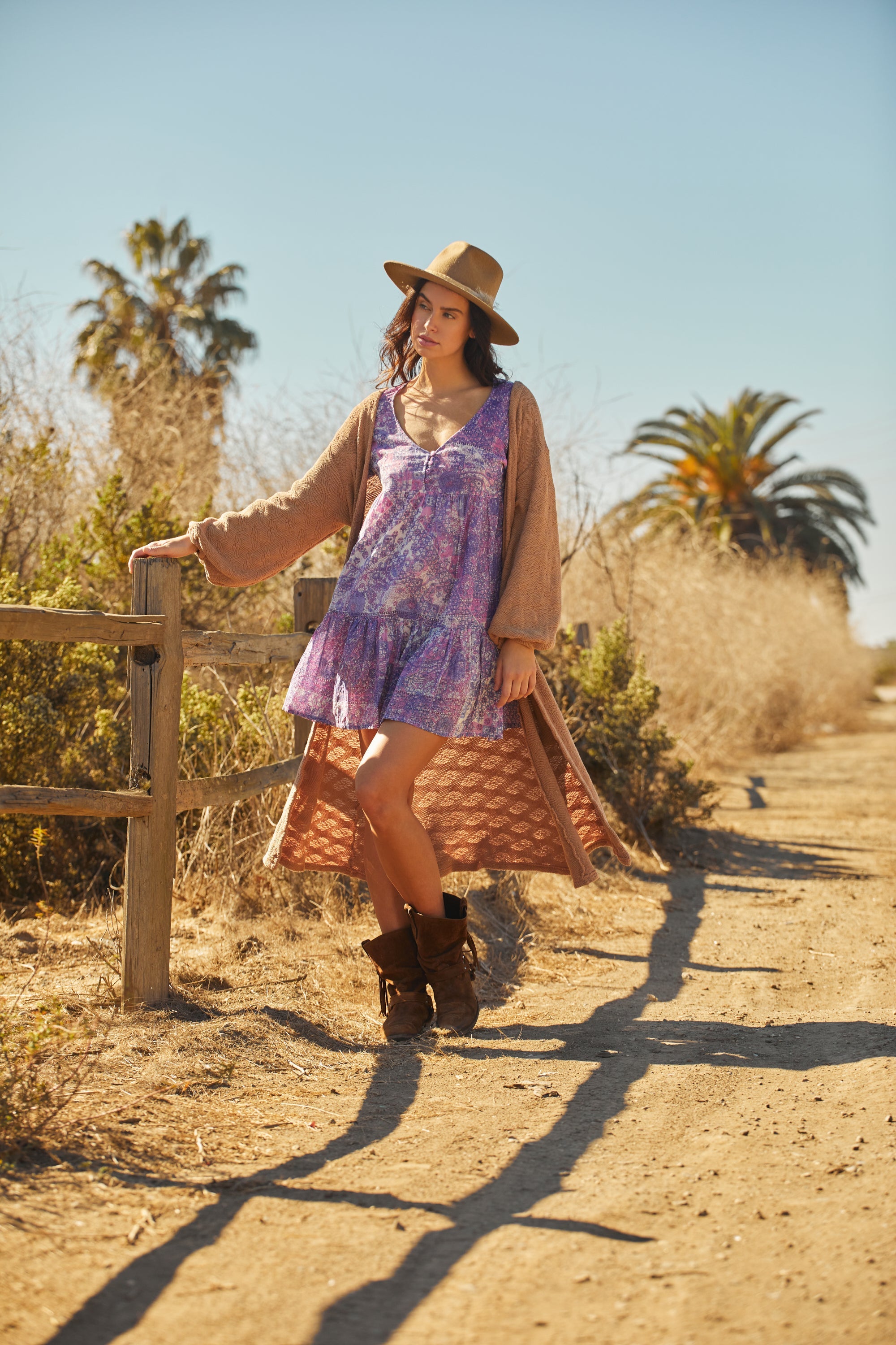 Nathalie Printed Short Dress Purple with Lurex