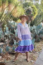 Cora Printed Long Dress Patchwork Purple - Blue Boheme