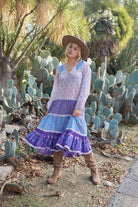 Cora Printed Long Dress Patchwork Purple - Blue Boheme
