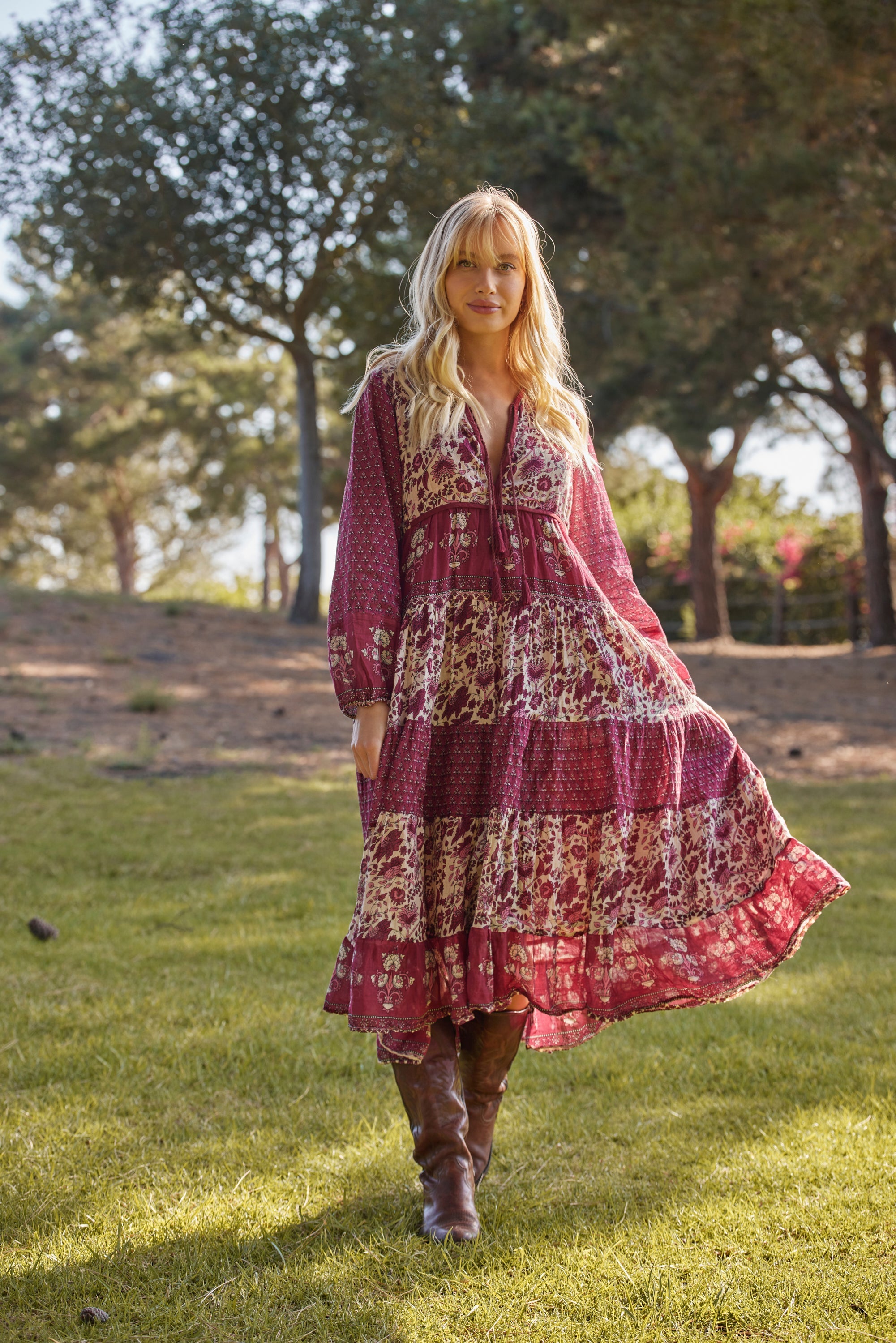 Burgundy Boho Dress