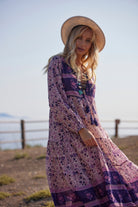 Kayla Printed Midi Dress Violet - Blue Boheme