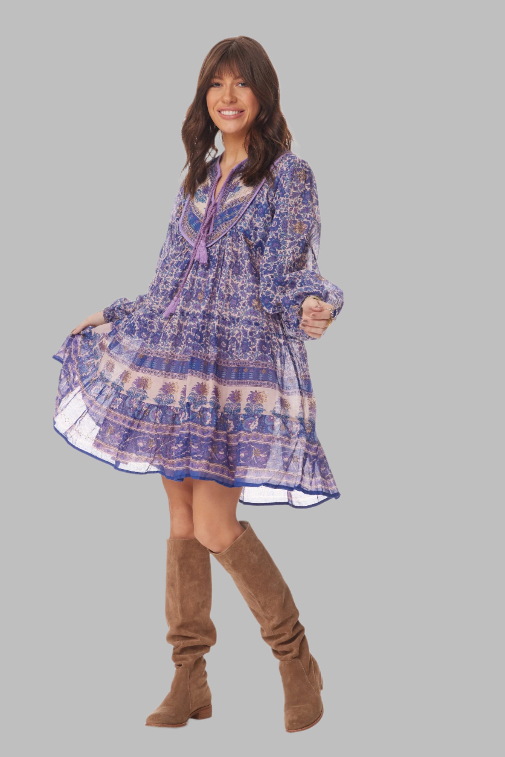 Sienna Printed Short Dress Liberty Blue