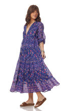 Kayla Printed Long Dress Indigo - Blue Boheme