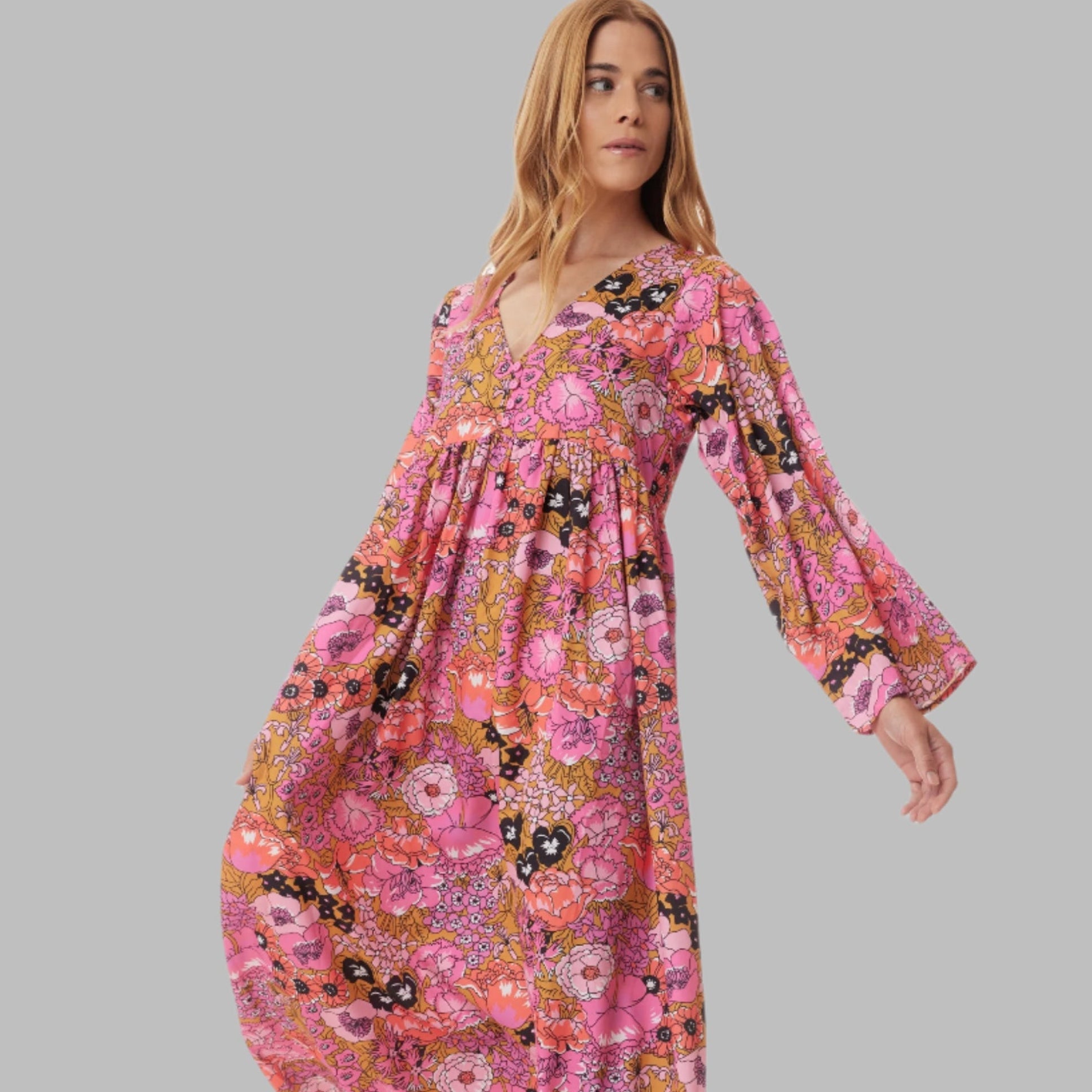 Hawaii Printed Maxi Dress Pink