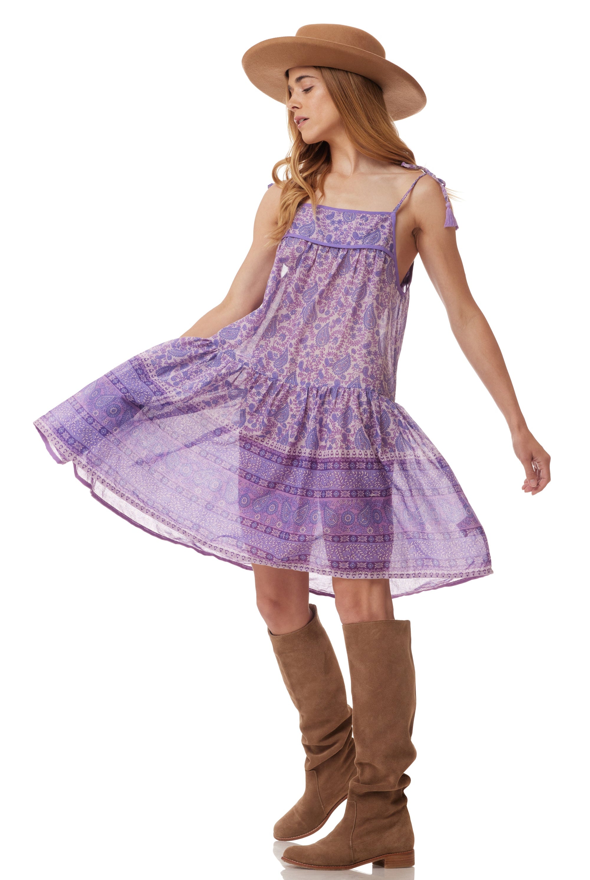 Betsy Printed Short Dress Lavender - Blue Boheme
