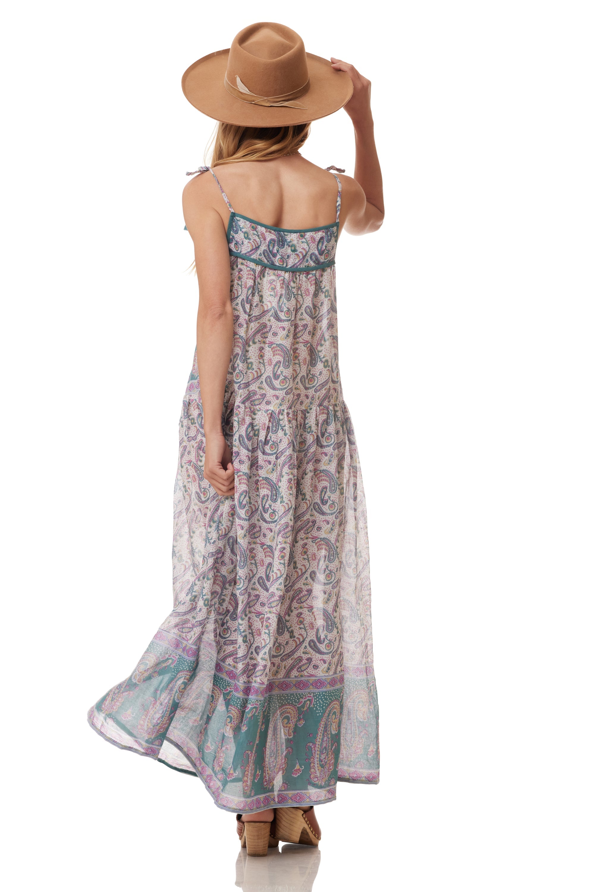 Betsy Printed Maxi Tank Dress Teal