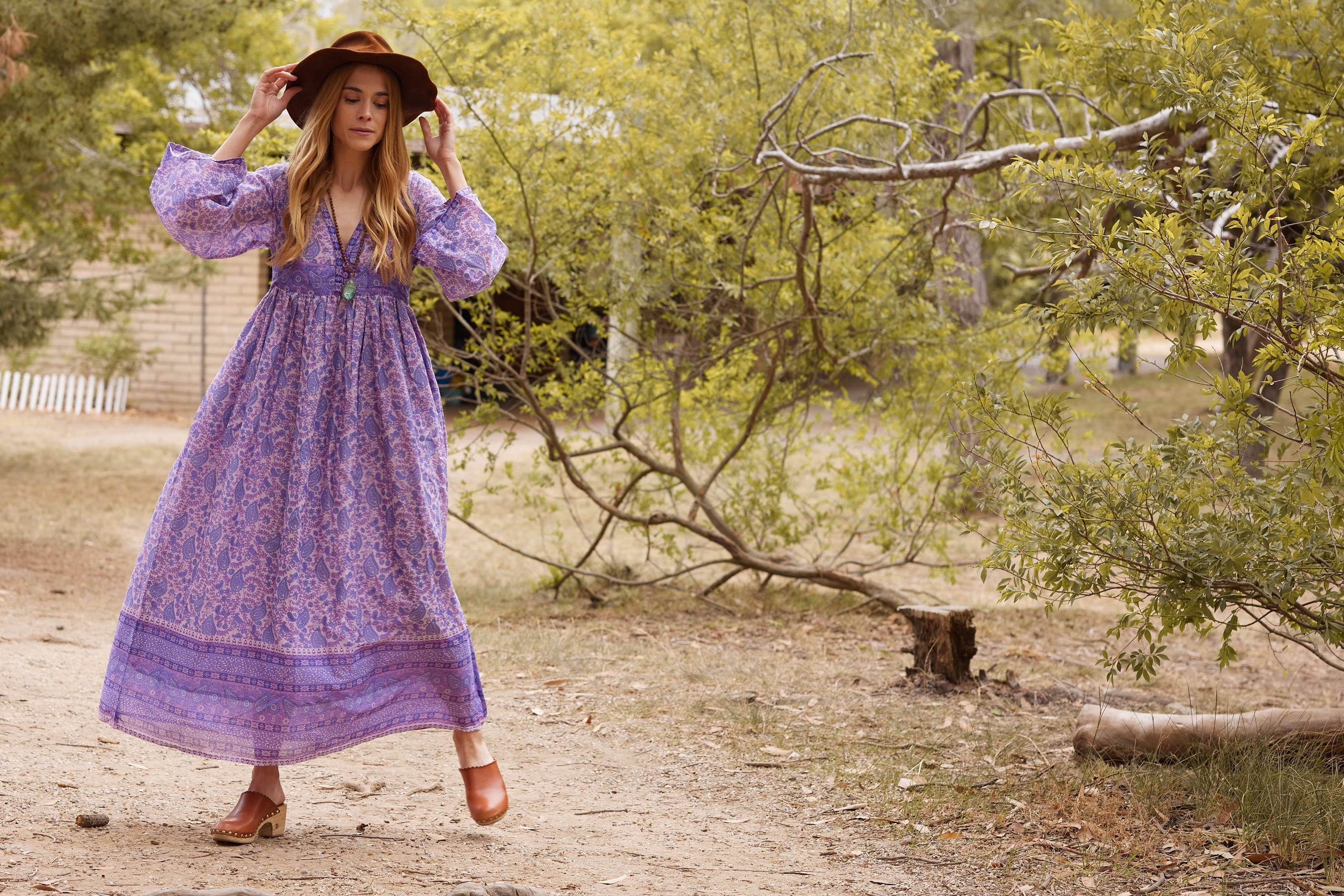 Jade Printed Maxi Dress Lavender – Blue Boheme