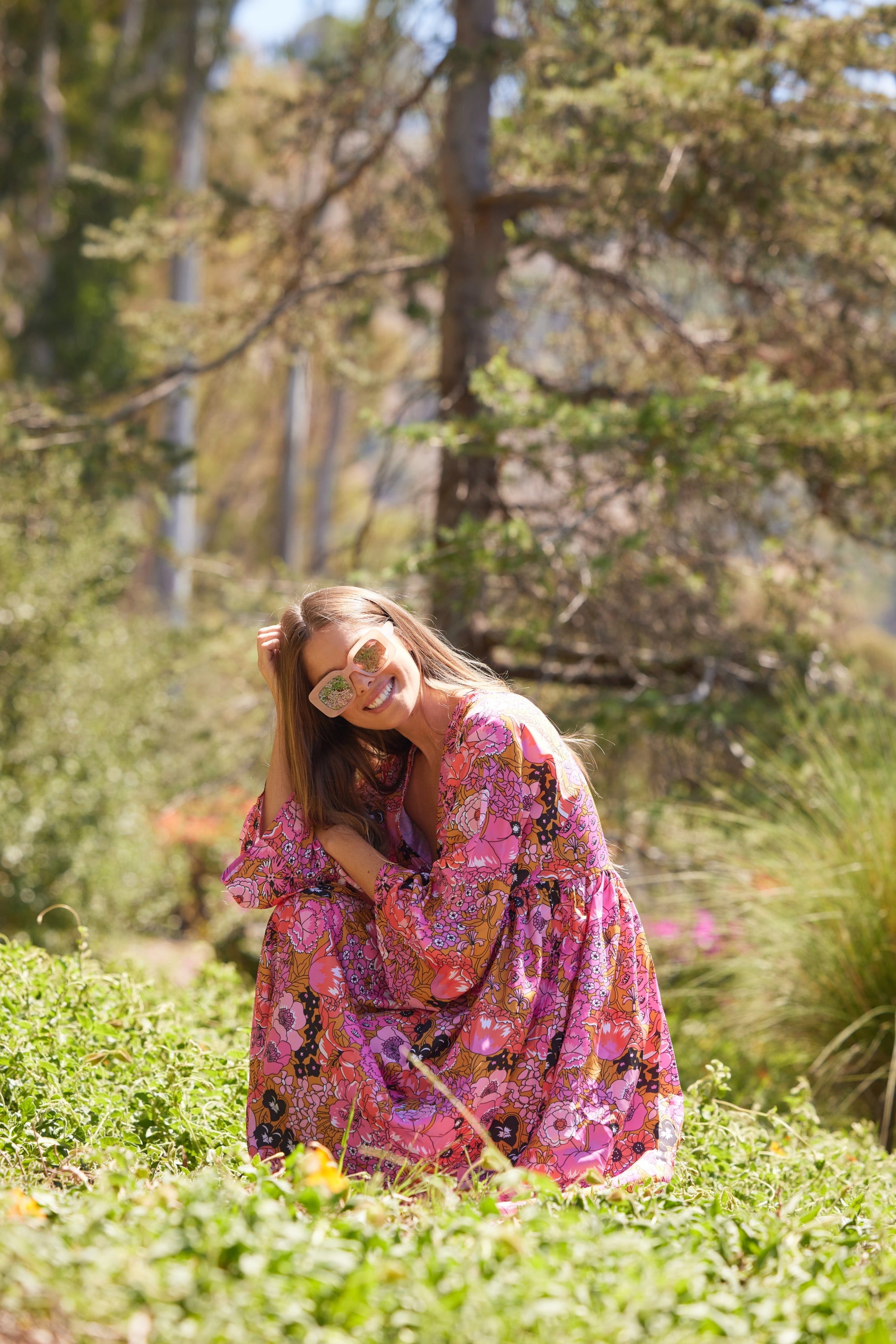 Hawaii Printed Maxi Dress Pink