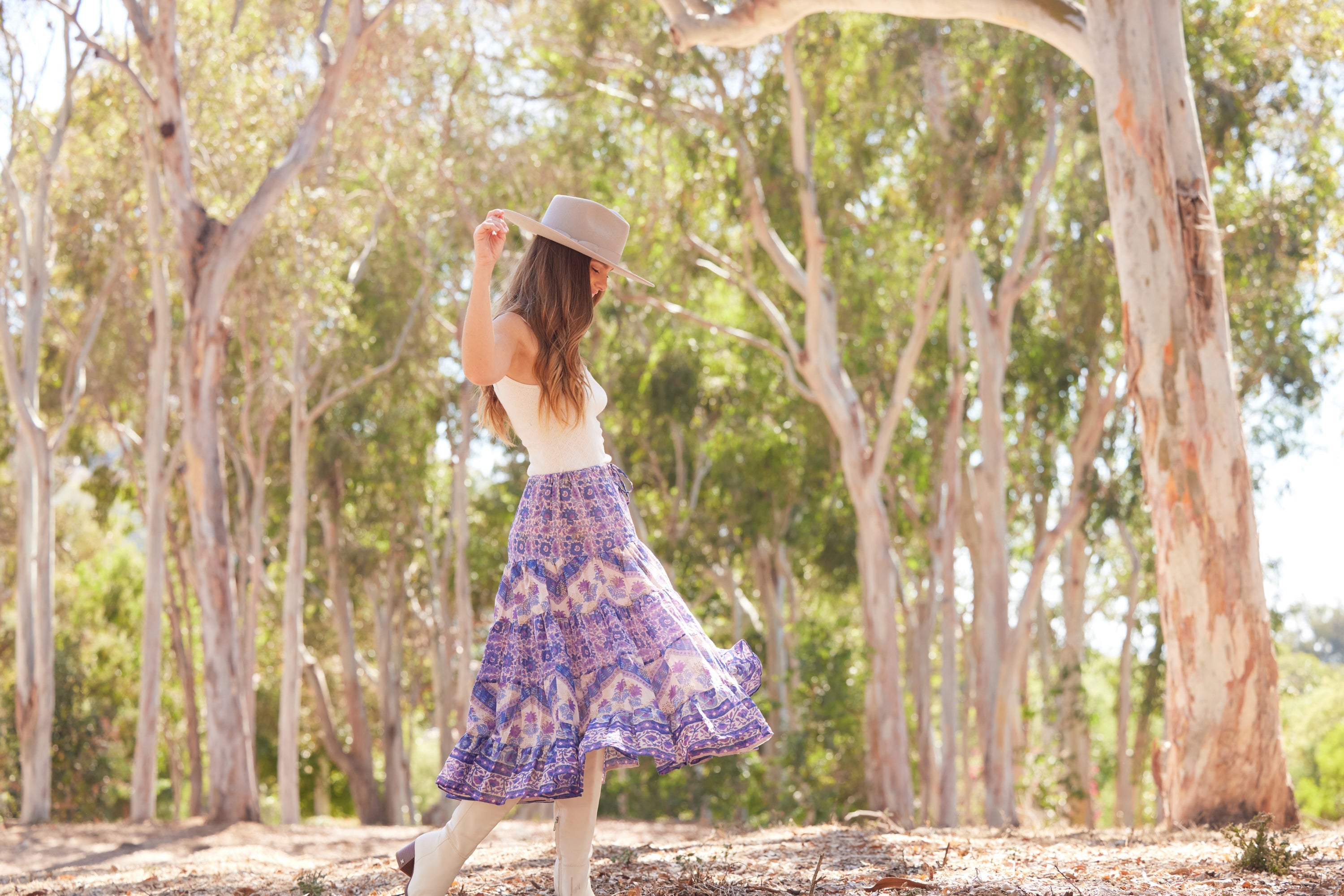 Rosa Printed Midi Skirt Liberty Blue