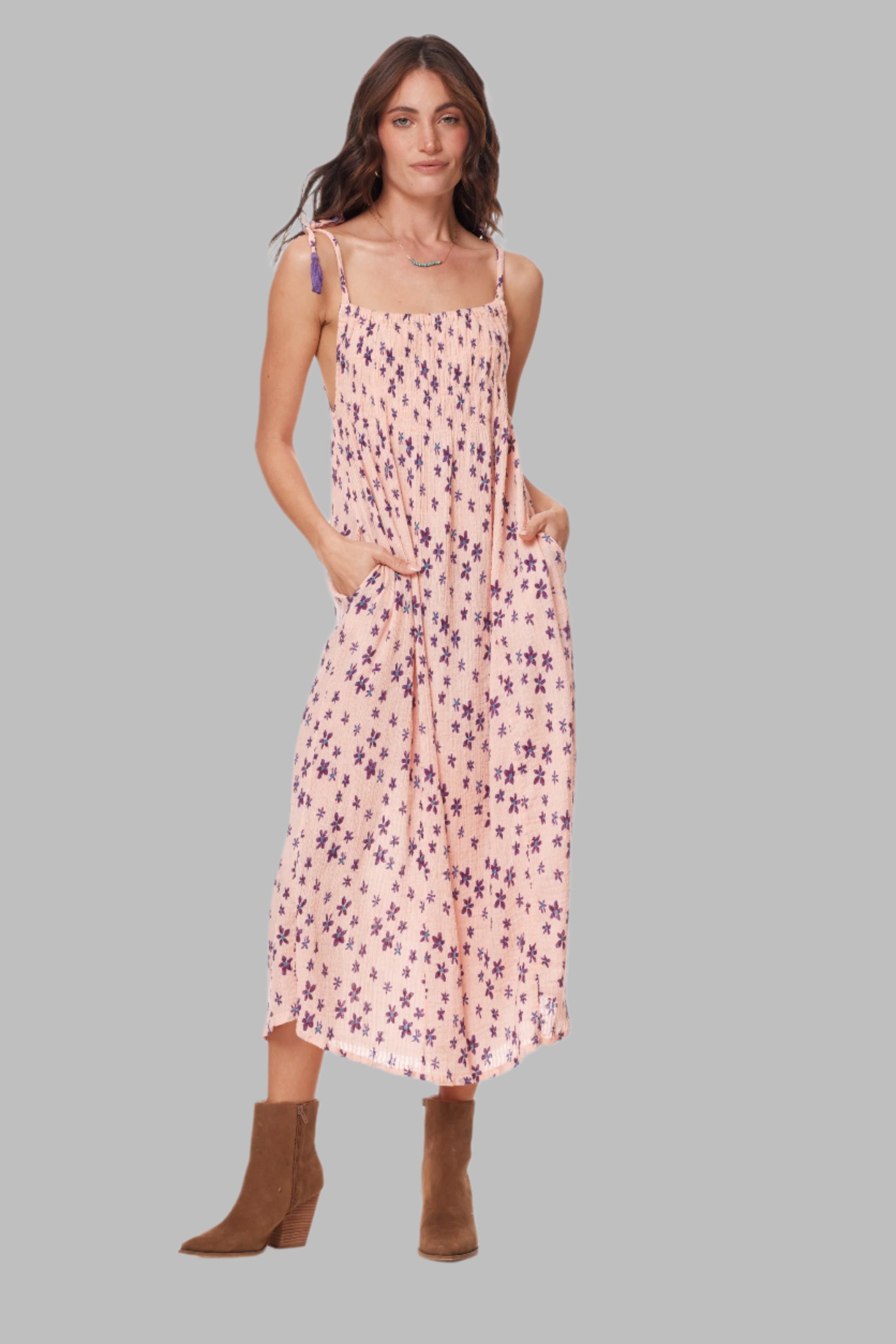 Marisa Printed Sleeveless Maxi Dress Coral