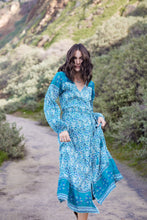 Naomi Printed Maxi Wrap Dress/Duster Emerald - Blue Boheme