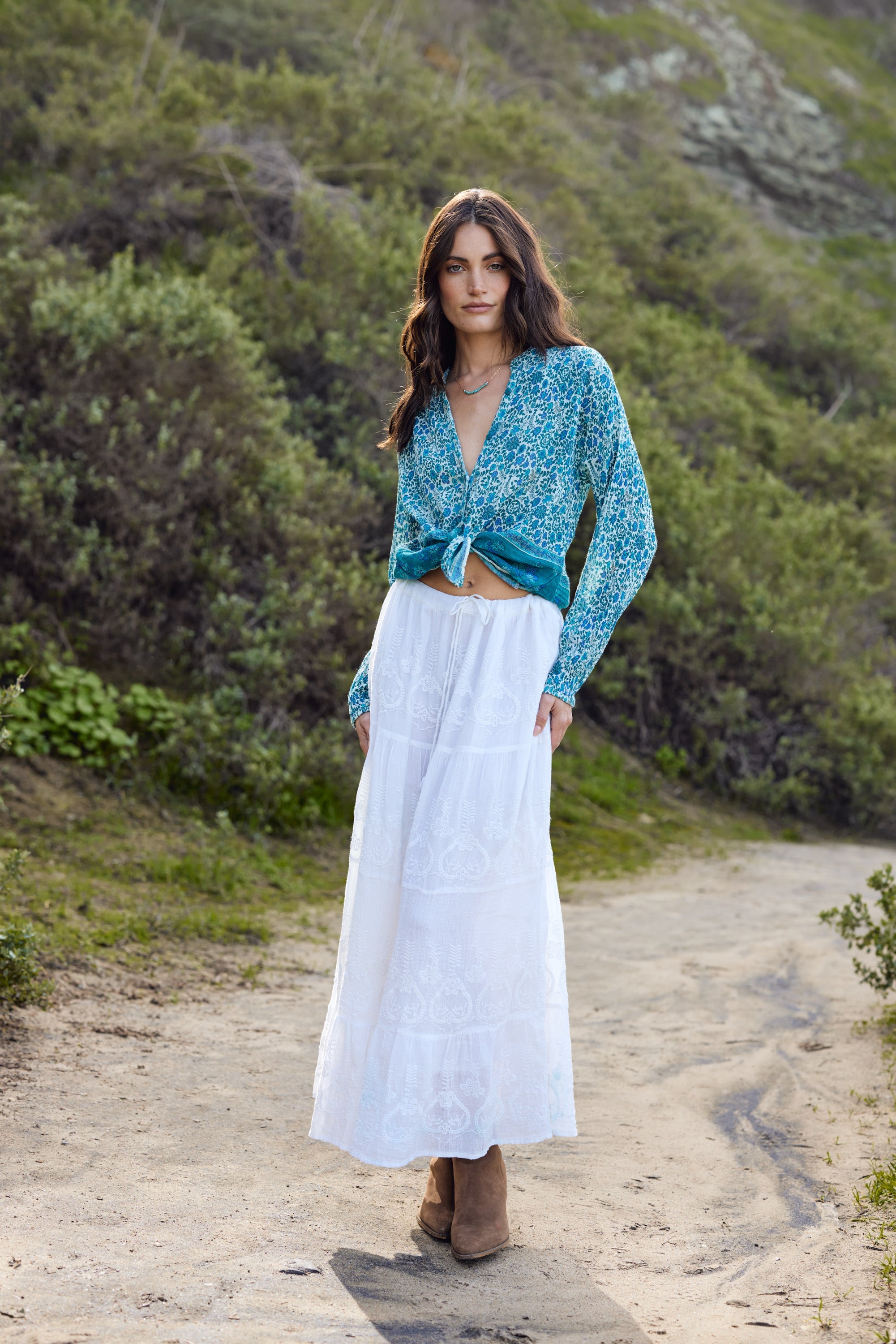 Serenity Embroidered Maxi Skirt Natural – Blue Boheme