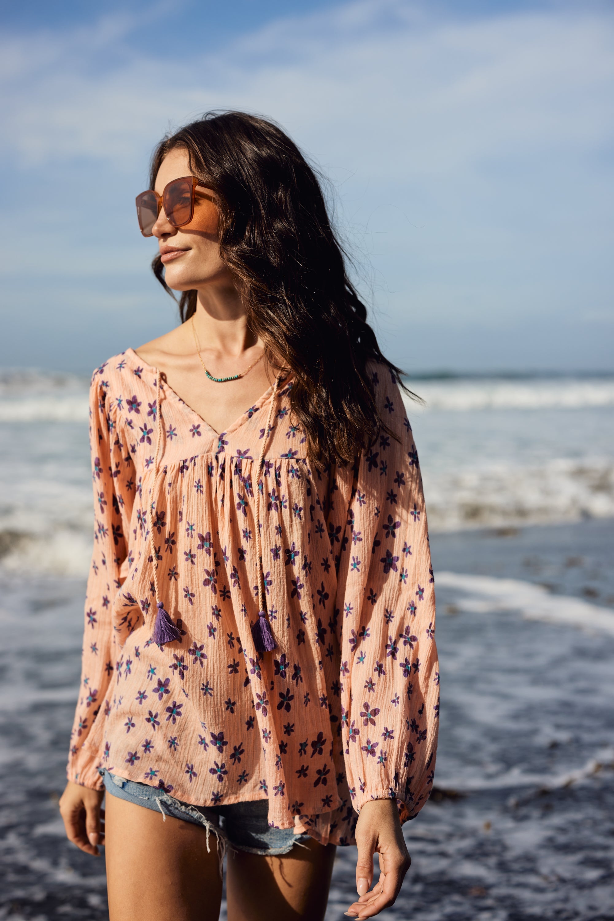 Marisa Printed Blouse Coral