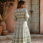 Kayla Printed Long Dress With Tassels Peach/Aqua