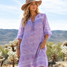 Romy Printed Midi Dress Long Sleeves and Side Pockets Lilac