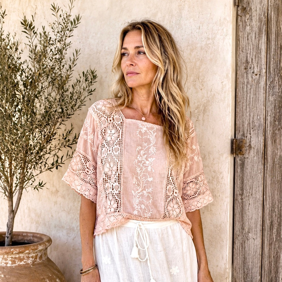 Thelma Embroidered Maxi Skirt With Adjustable Drawstring Natural