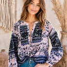 Love Printed Long Sleeves Tunic Vintage Pink