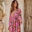 Hawaii Printed Maxi Dress Pink M L