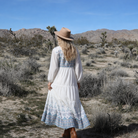 Kayla Printed Long Dress With Tassels Natural/Blue