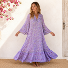 Audrey Printed Maxi Dress With Butterfly Sleeves Lilac