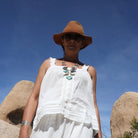 Ashley Sleeveless Top With Lace Natural
