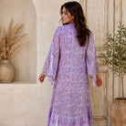 Audrey Printed Maxi Dress With Butterfly Sleeves Lilac