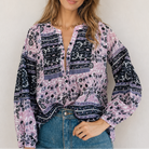 Love Printed Long Sleeves Tunic Vintage Pink