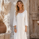 Ibiza Lace Maxi Dress or Duster With Long Sleeves Natural