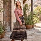 Vanessa Printed Maxi Wrap Skirt Vintage Brown