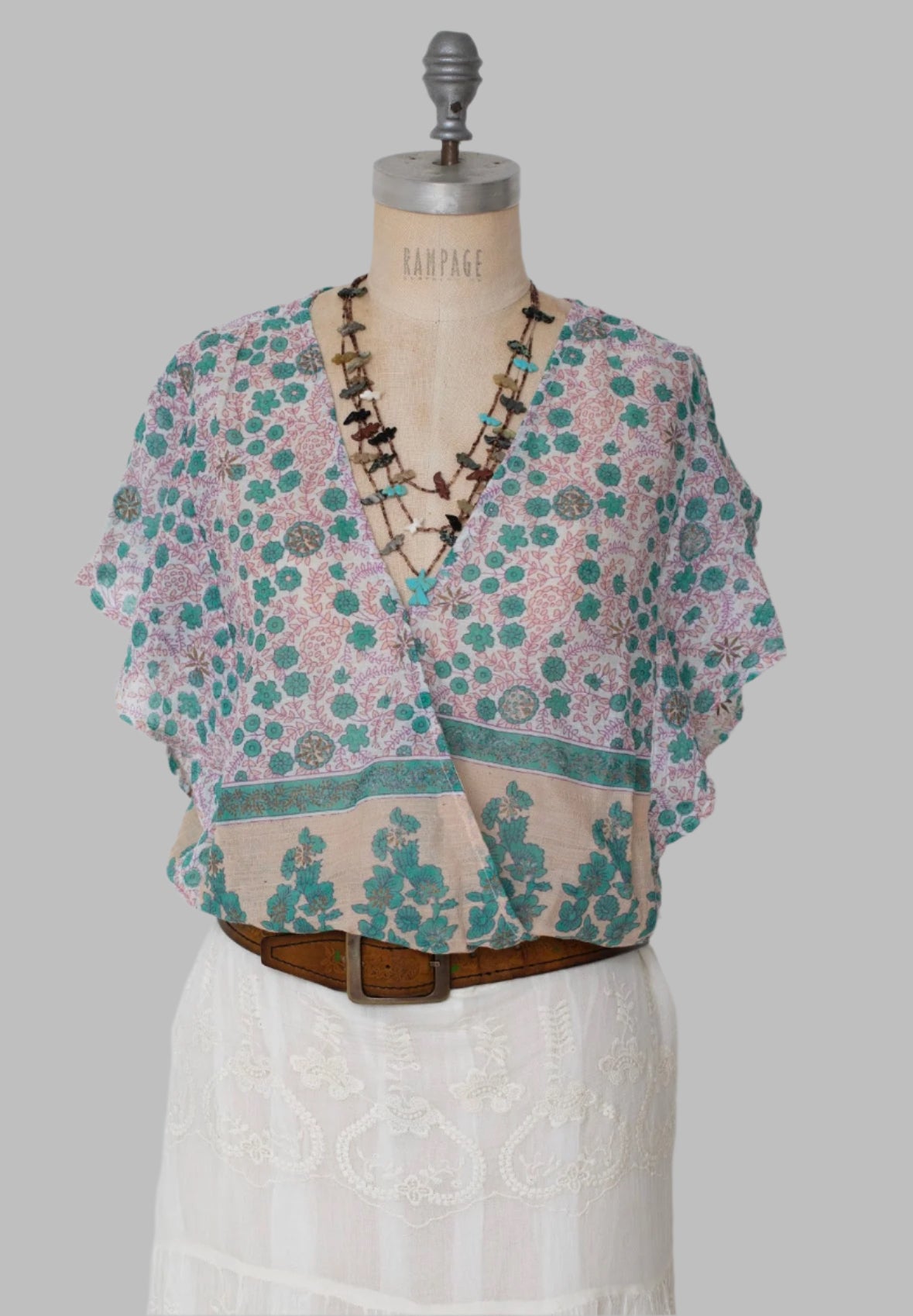 Penny Printed Crop Top Peach