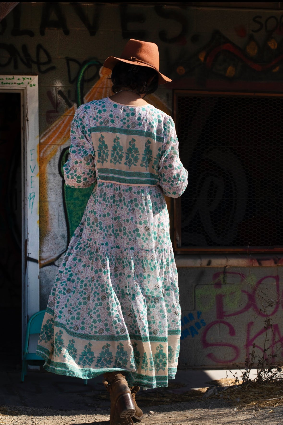 Kayla Printed Midi Dress Peach