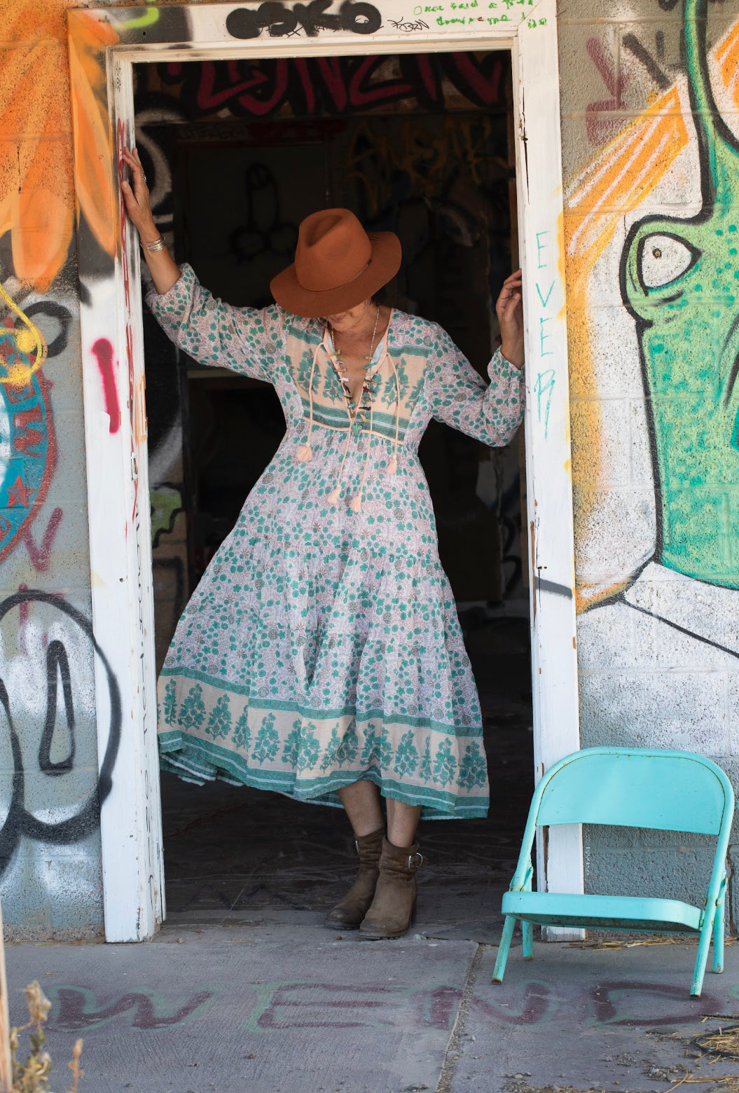 Kayla Printed Midi Dress Peach