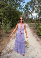 Roxane Printed Maxi Skirt with Adjustable Drawstrings Lilac