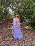 Roxane Printed Maxi Skirt with Adjustable Drawstrings Lilac