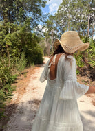 Louise Maxi Dress Short Sleeves With Lace Natural