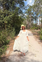 Louise Maxi Dress Short Sleeves With Lace Natural