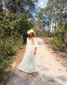Louise Maxi Dress Short Sleeves With Lace Natural