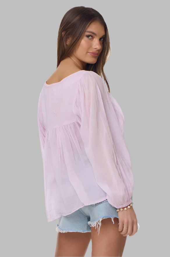 Mylene Embroidered Tunic Long Sleeves Lavender