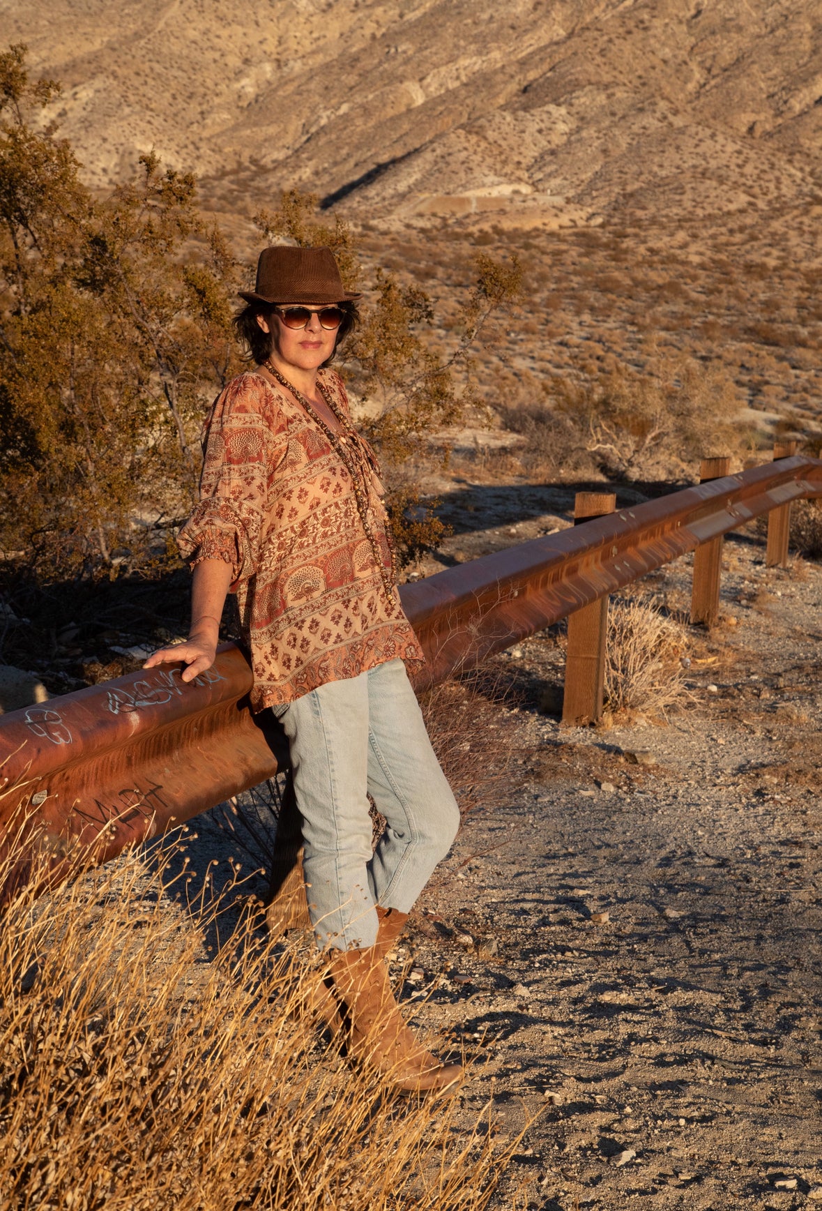 Ella Printed Blouse Long Sleeves Beige