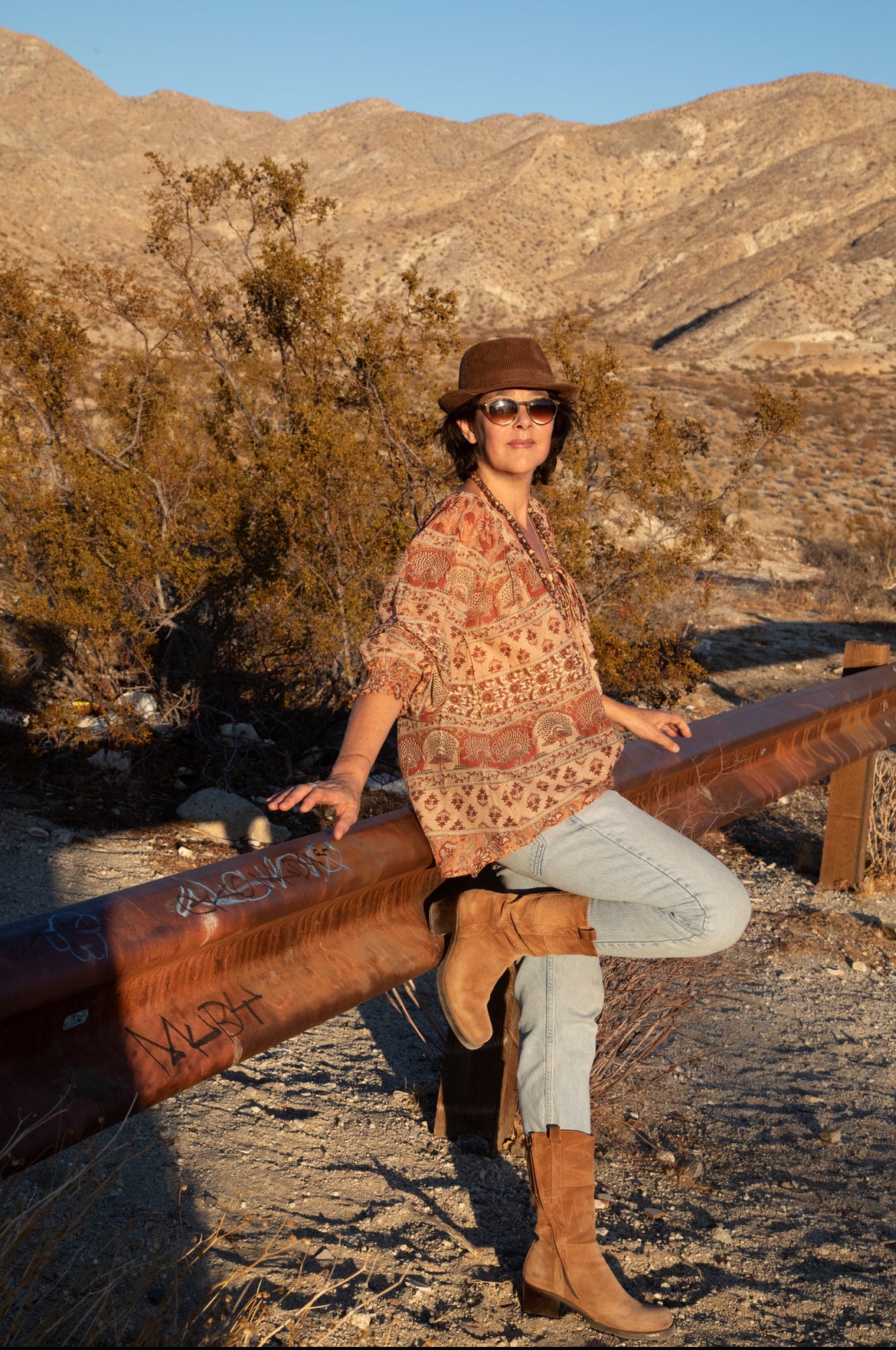 Ella Printed Blouse Long Sleeves Beige