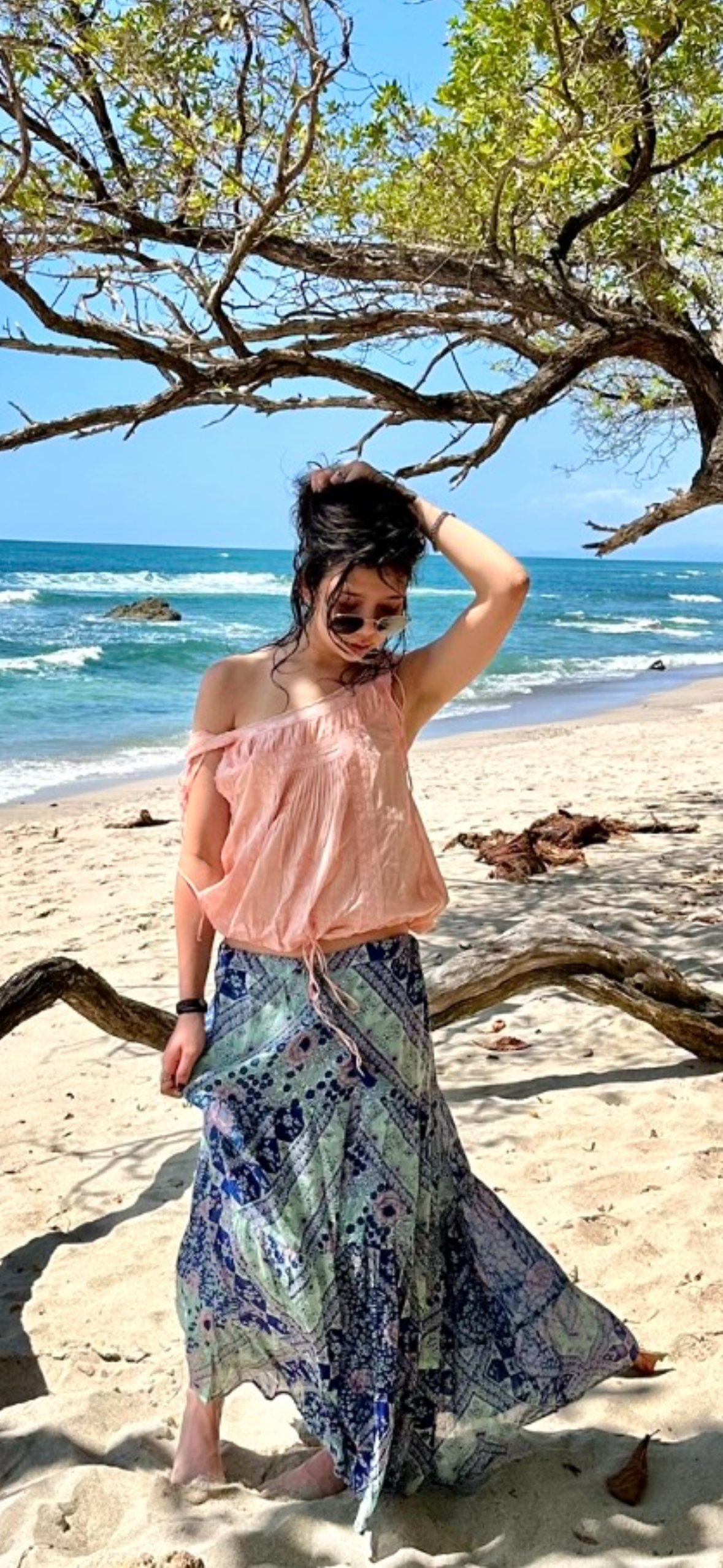 Audrey Printed Maxi Skirt Patchwork Blue